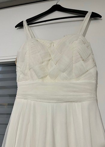 Beyaz A-Line Uzun Gelinlik - Görsel 4