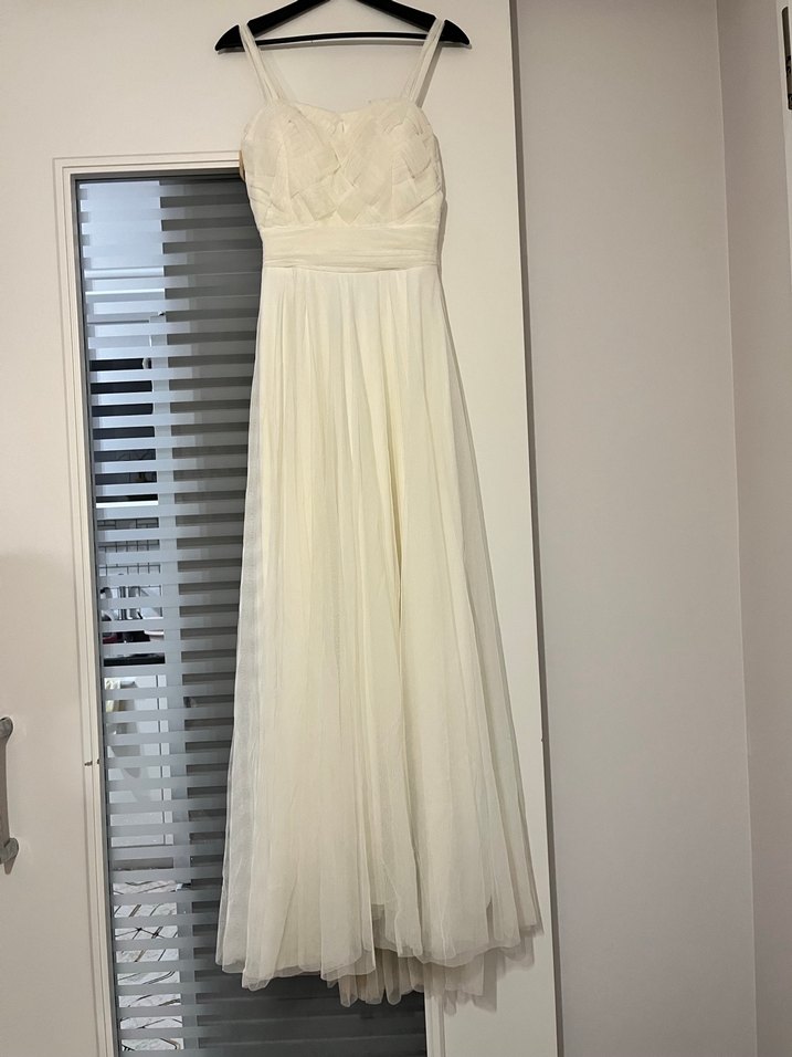 Beyaz A-Line Uzun Gelinlik - Görsel 3