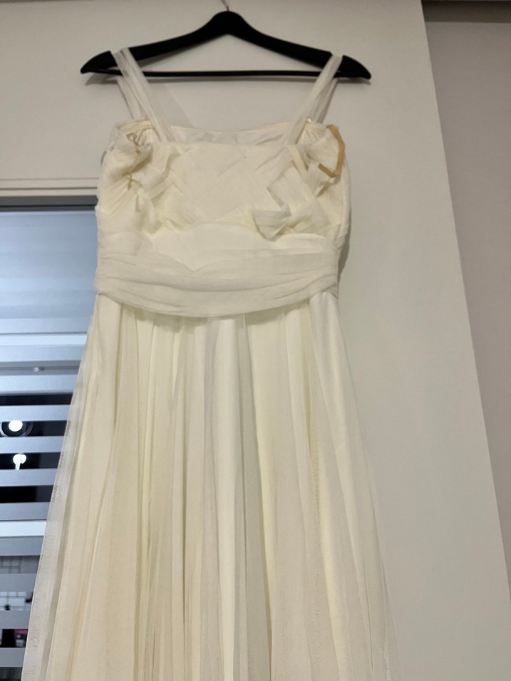 Beyaz A-Line Uzun Gelinlik - Görsel 5