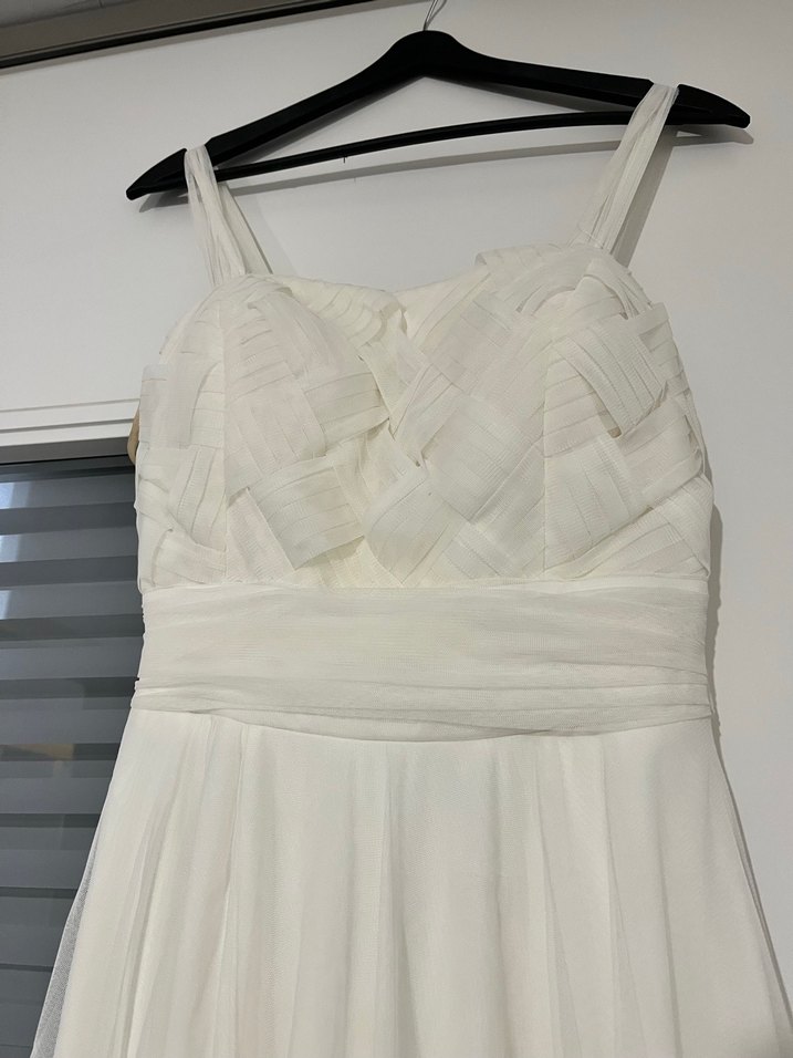 Beyaz A-Line Uzun Gelinlik - Görsel 4