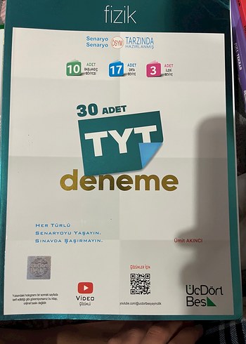 Fizik TYT 30 Deneme Kitabı - ÜçDörtBeş