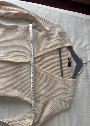 Bej V Yaka İnce Triko Hırka - Görsel 5