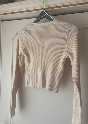 Bej V Yaka İnce Triko Hırka - Görsel 8