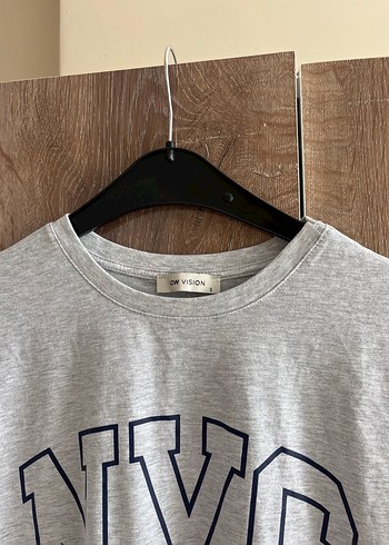 s Beden gri Renk Gri Baskılı Oversize Kadın Tişört