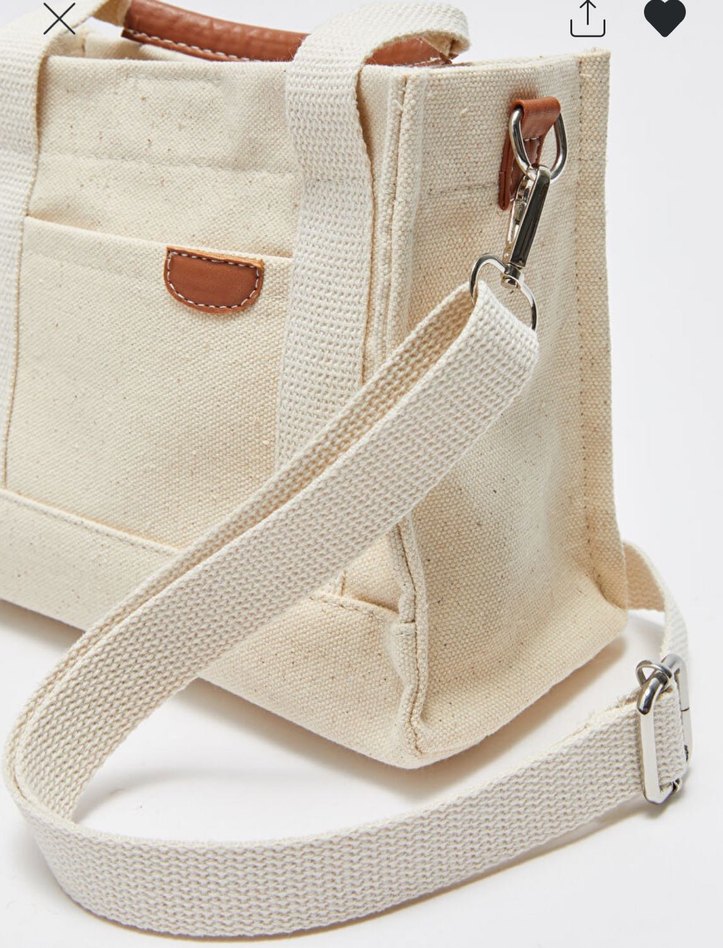 LCW Accessories Beyaz Kanvas Kadın Tote Çanta - Görsel 2