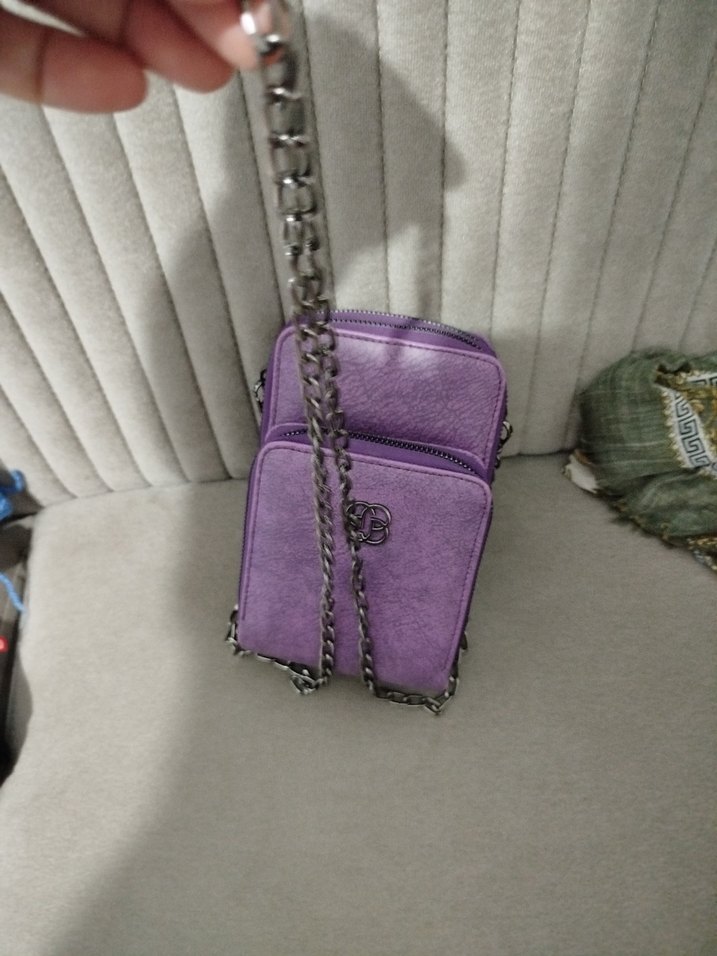 Mor Zincir Detaylı Kadın Çapraz Çanta - Görsel 2