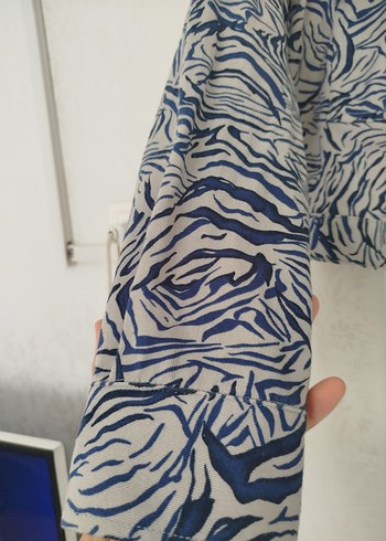 Kadın Zebra Desenli Kot Ceket - Görsel 3