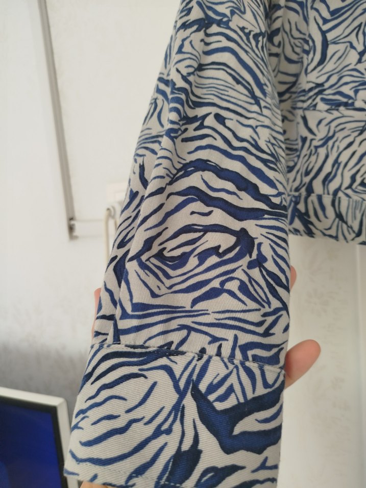 Kadın Zebra Desenli Kot Ceket - Görsel 3