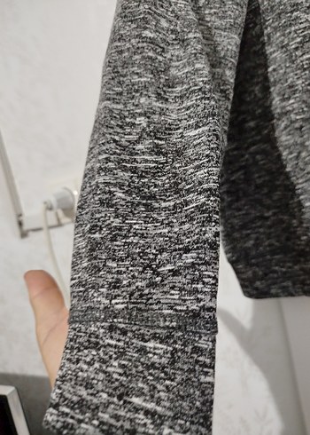 Kadın Gri Kapüşonlu Fermuarlı Sweatshirt - Görsel 2