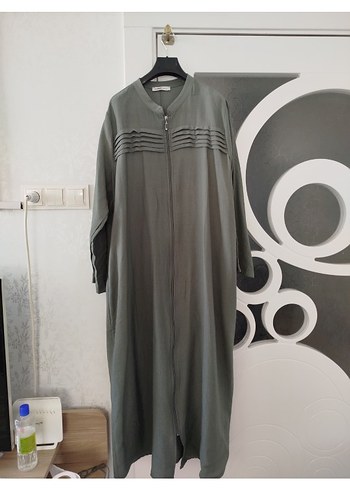 LC Waikiki Kadın Haki Gömlek Yaka Uzun Elbise