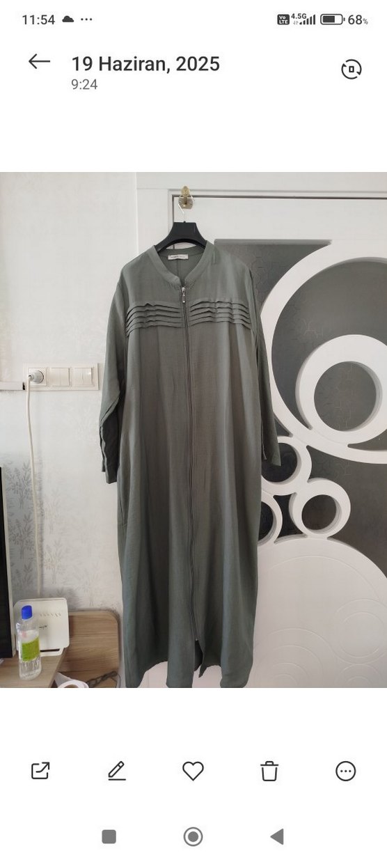 Kadın Haki Gömlek Yaka Uzun Elbise - Görsel 2