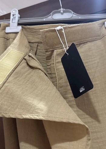 m Beden haki Renk Bej Kadın Keten Pantolon