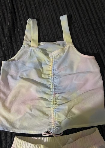 11-12 Yaş Beden Kızlar için Pastel Batik Desenli Salaş Eşofman Takımı