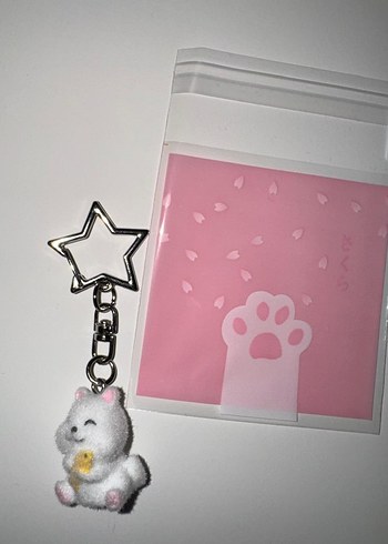 Kedili tüylü yıldız başlı anahtarlık - Görsel 2