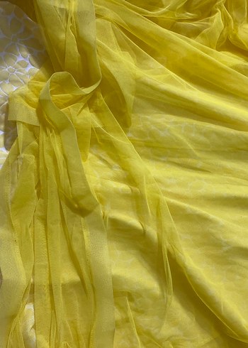 Sarı Straplez Uzun Abiye Elbise - Görsel 6