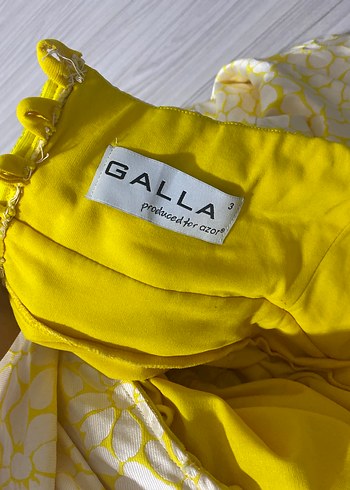 Sarı Straplez Uzun Abiye Elbise - Görsel 3