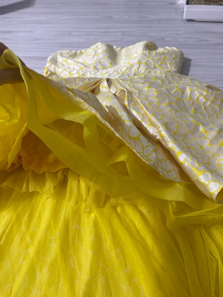 Sarı Straplez Uzun Abiye Elbise - Görsel 4