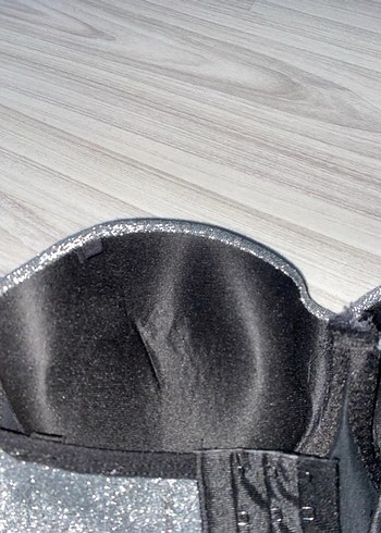 Payetli Straplez Gri Midi Büstiyer - Görsel 3