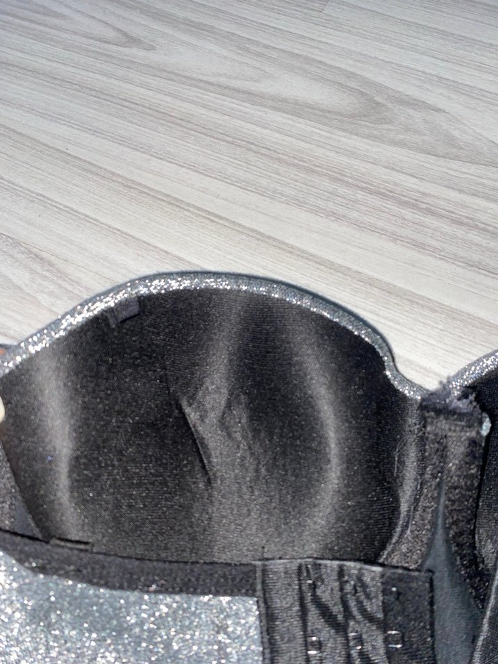 Payetli Straplez Gri Midi Büstiyer - Görsel 3