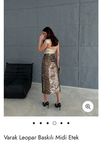 Bej Leopar Desenli Midi Kalem Etek - Görsel 2