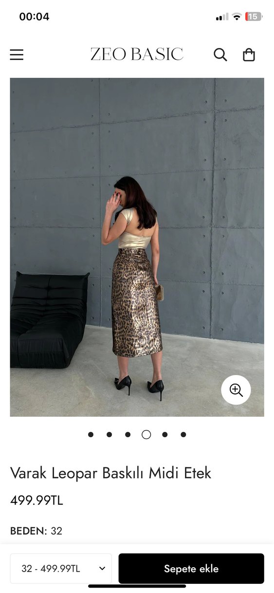 Bej Leopar Desenli Midi Kalem Etek - Görsel 2