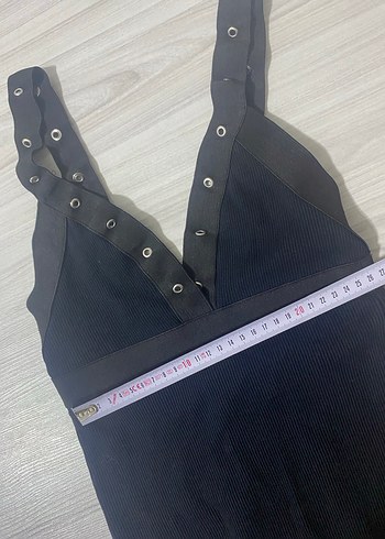 Düğmeli Siyah Strappy Mayo - Görsel 3