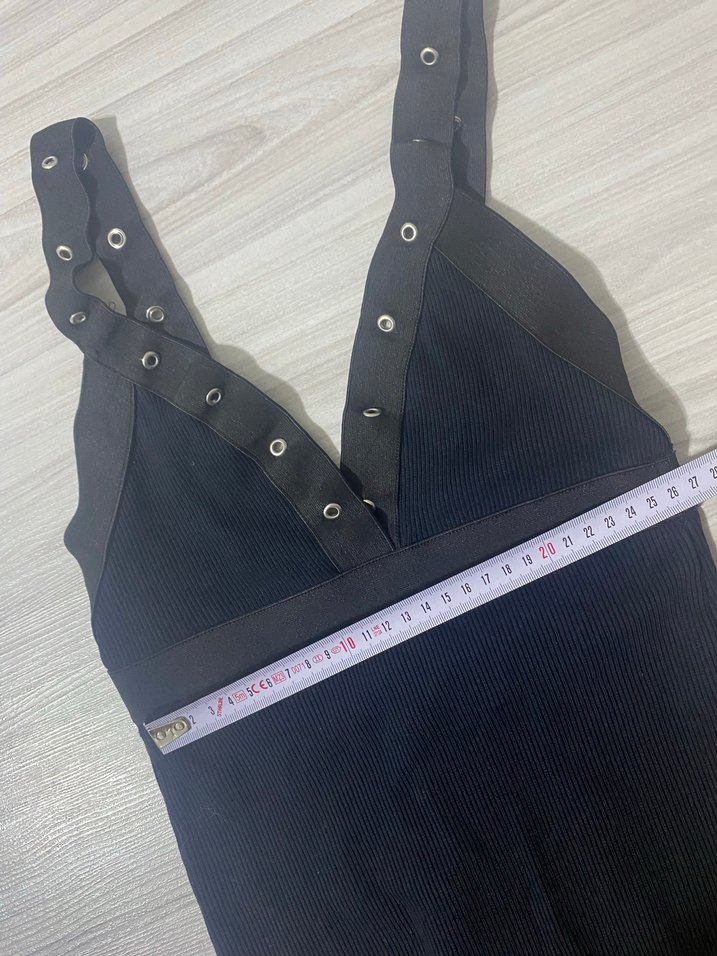 Düğmeli Siyah Strappy Mayo - Görsel 3