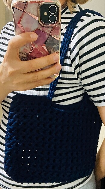 Penye ipten file kol çantası - Görsel 9