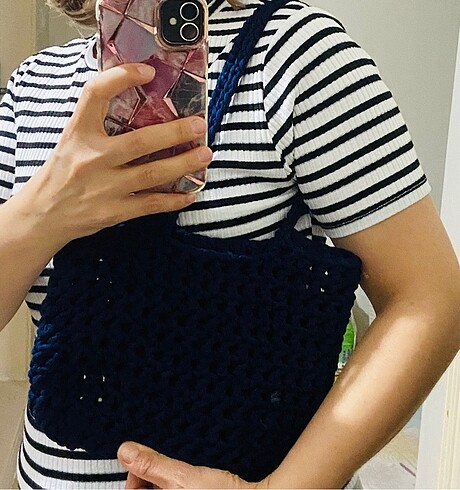 Penye ipten file kol çantası - Görsel 8