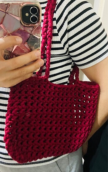 Penye ipten file kol çantası - Görsel 5