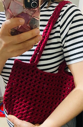 Penye ipten file kol çantası - Görsel 6