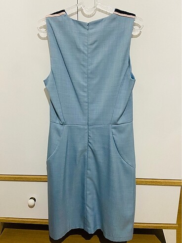 Mavi bisiklet yaka diz üstü elbise - Görsel 2