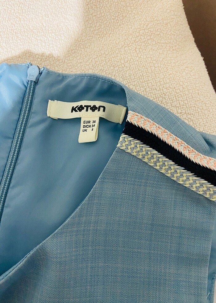 Mavi bisiklet yaka diz üstü elbise - Görsel 3