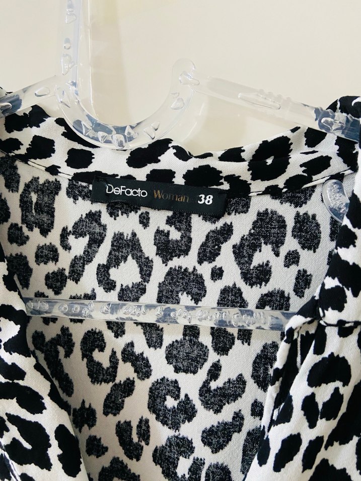 Gri Zebra Desenli Uzun Salaş Elbise - Görsel 4