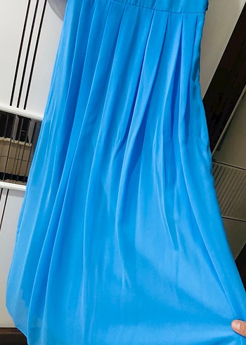 Mavi Uzun Hamile Elbisesi - Görsel 7