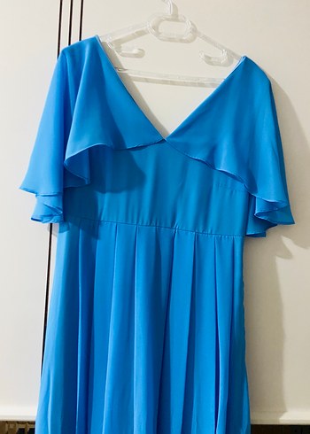 Mavi Uzun Hamile Elbisesi - Görsel 6