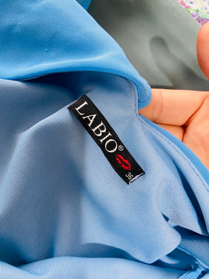 Mavi Uzun Hamile Elbisesi - Görsel 2