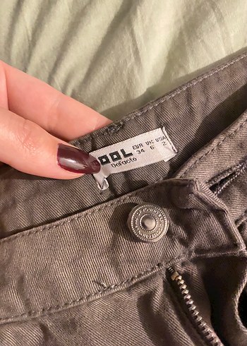 xs Beden gri Renk Cepli Belden Sıkmalı Pantolon