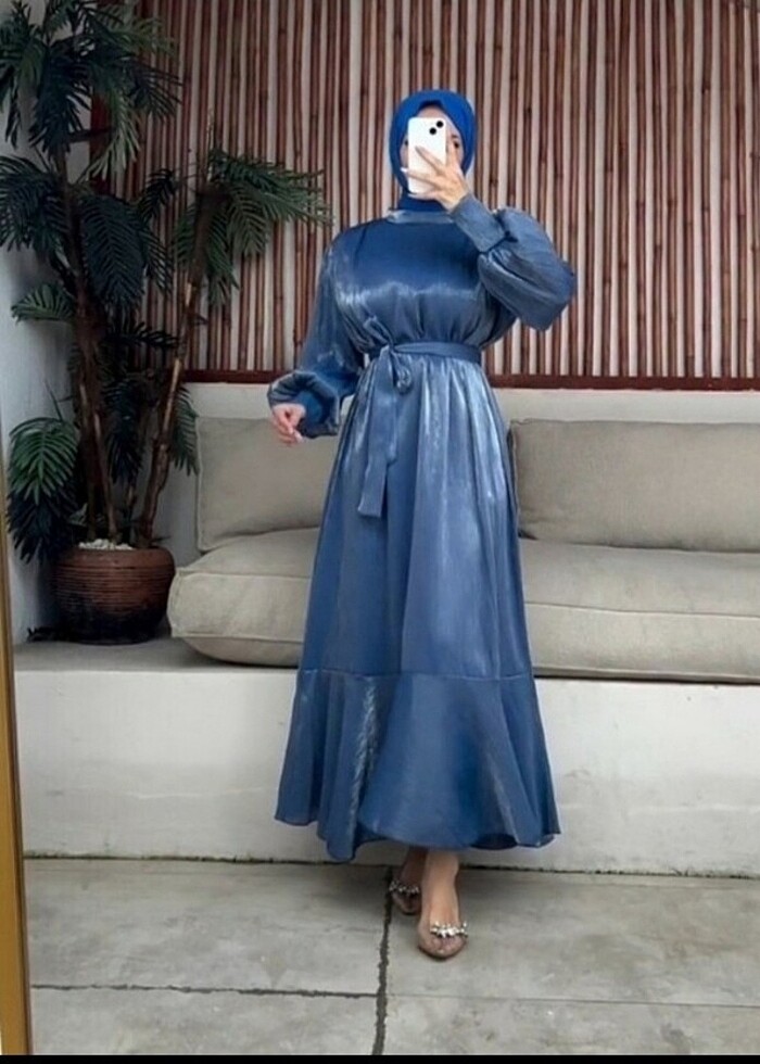 kadin indigo elbise - Görsel 2