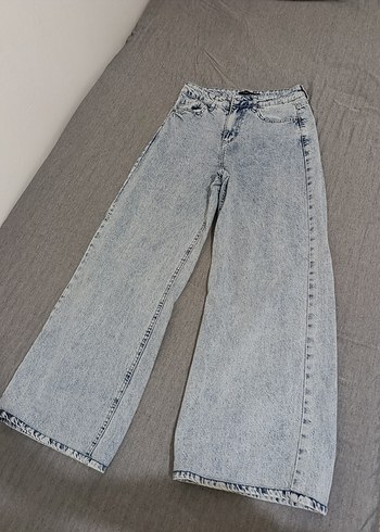 Gri Geniş Kesim Midi Denim Kadın Pantolon