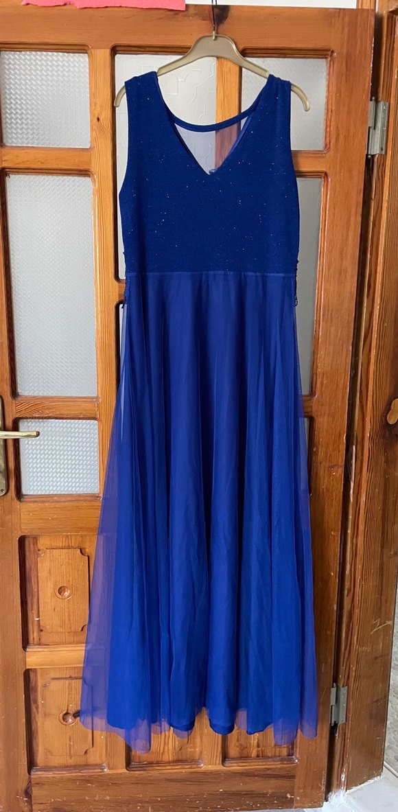 Lacivert uzun abiye elbise - Görsel 3