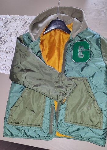 Kapşonlu Yeşil Erkek Çocuk Fermuarlı Mont - Görsel 4