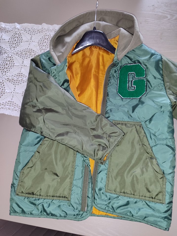 Kapşonlu Yeşil Erkek Çocuk Fermuarlı Mont - Görsel 4