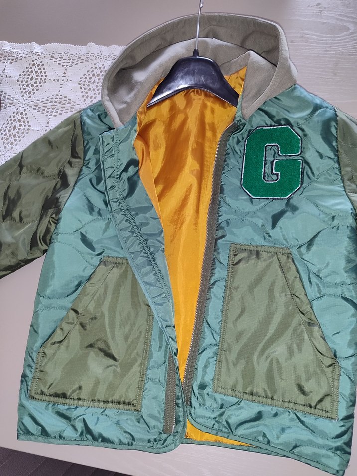 Kapşonlu Yeşil Erkek Çocuk Fermuarlı Mont - Görsel 3