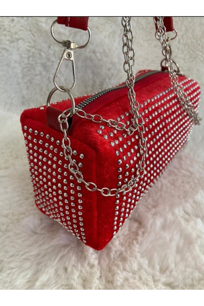 Kırmızı Taşlı çanta - Görsel 4