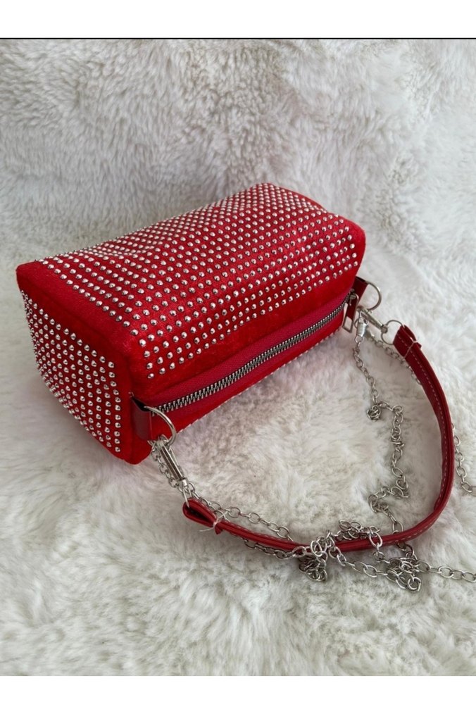 Kırmızı Taşlı çanta - Görsel 3