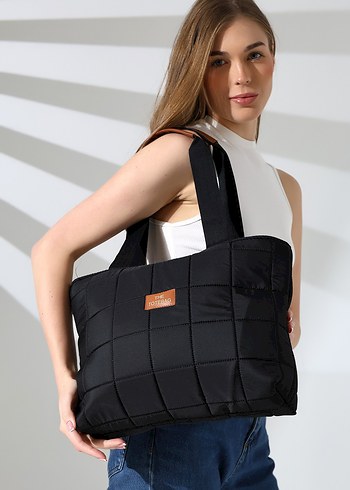 Kapitone fermuarlı omuz çantası - Görsel 6