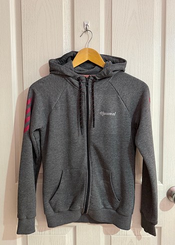 Hummel Gri Kapüşonlu Fermuarlı Kadın Sweatshirt