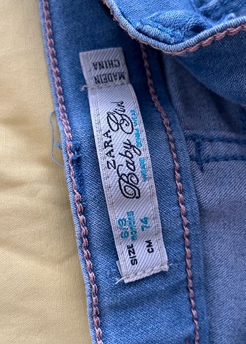 6-9 Ay Beden Kız Bebek Mavi Dar Kesim Denim Pantolon