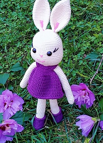 Beden Renk Amigurumi mor elbiseli tavsan